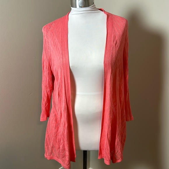 CROFT & BARROW Open Front Knit Cardigan Coral Size XL - Picture 1 of 4